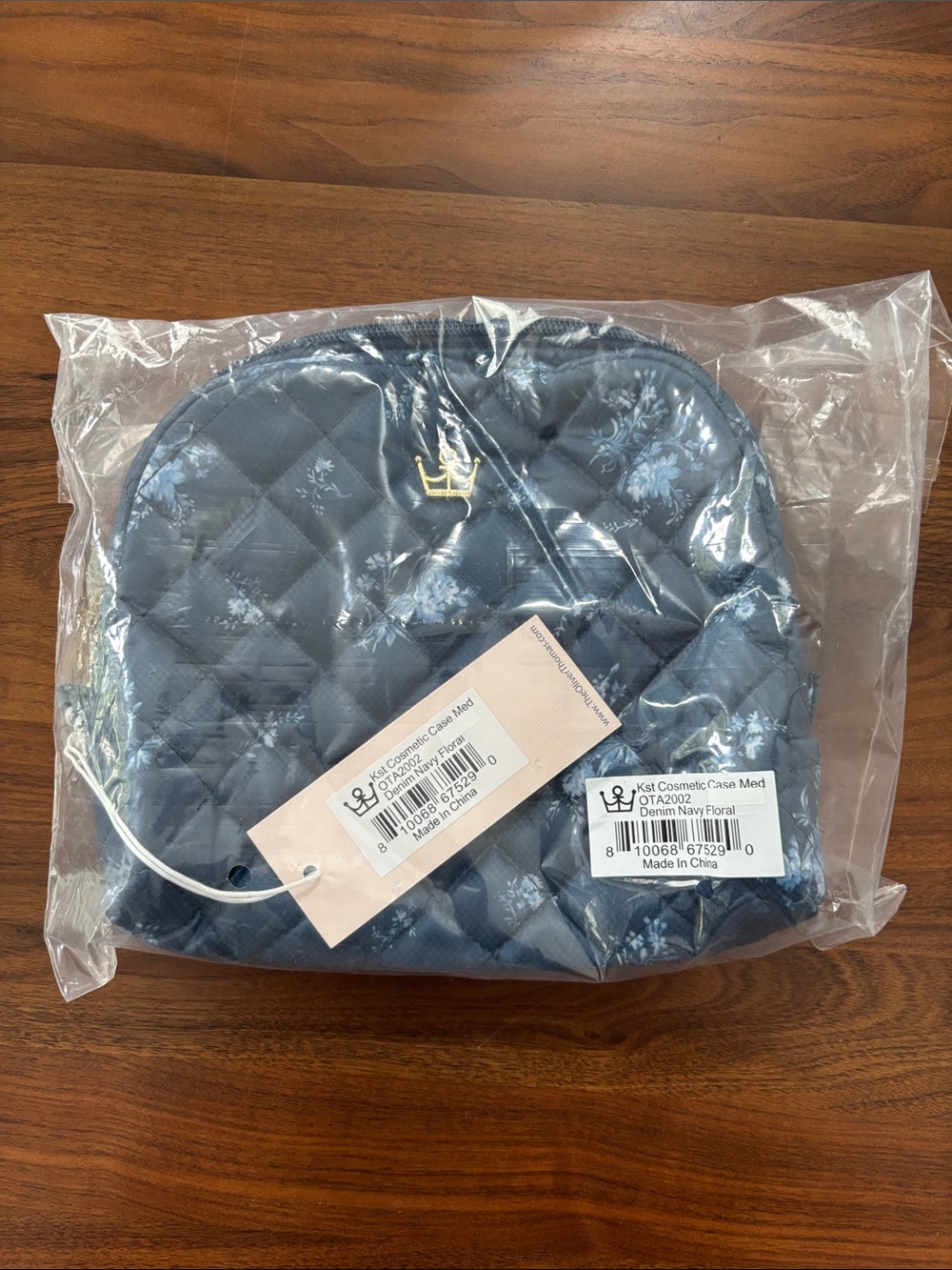 Oliver Thomas KST Cosmetic Case Medium, Denim Navy Floral, NWT